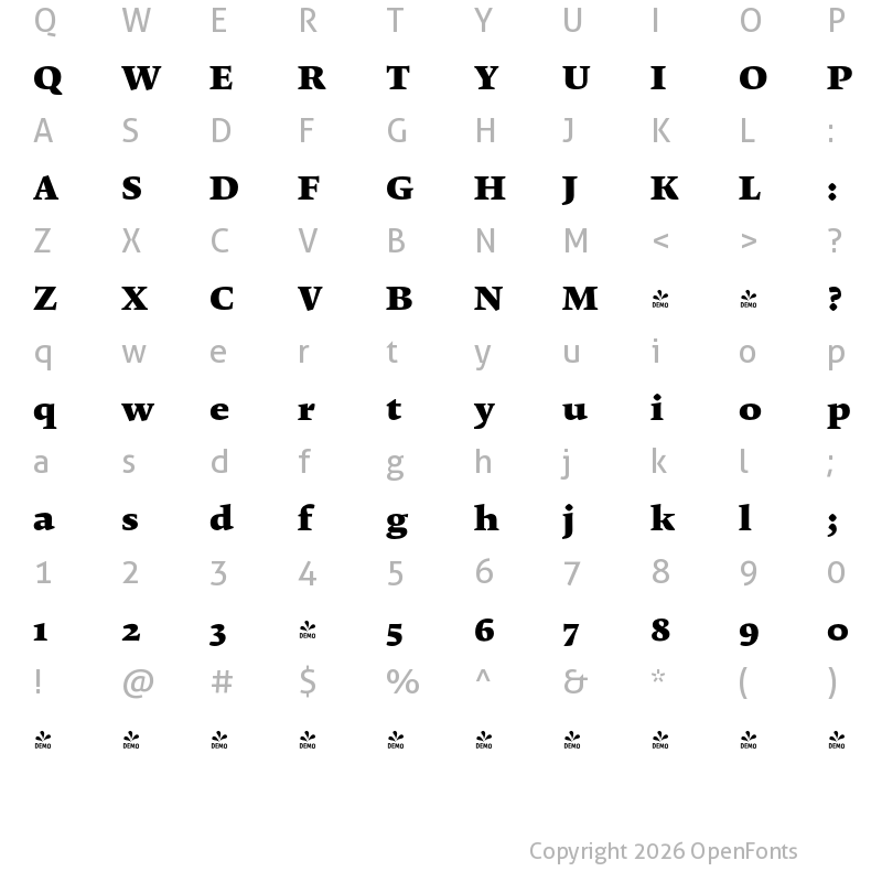 Character Map of FONTSPRING DEMO - Krete Black Regular