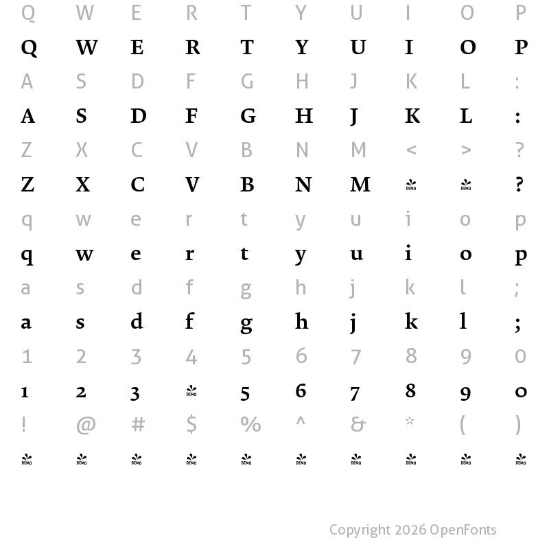 Character Map of FONTSPRING DEMO - Krete Medium Regular