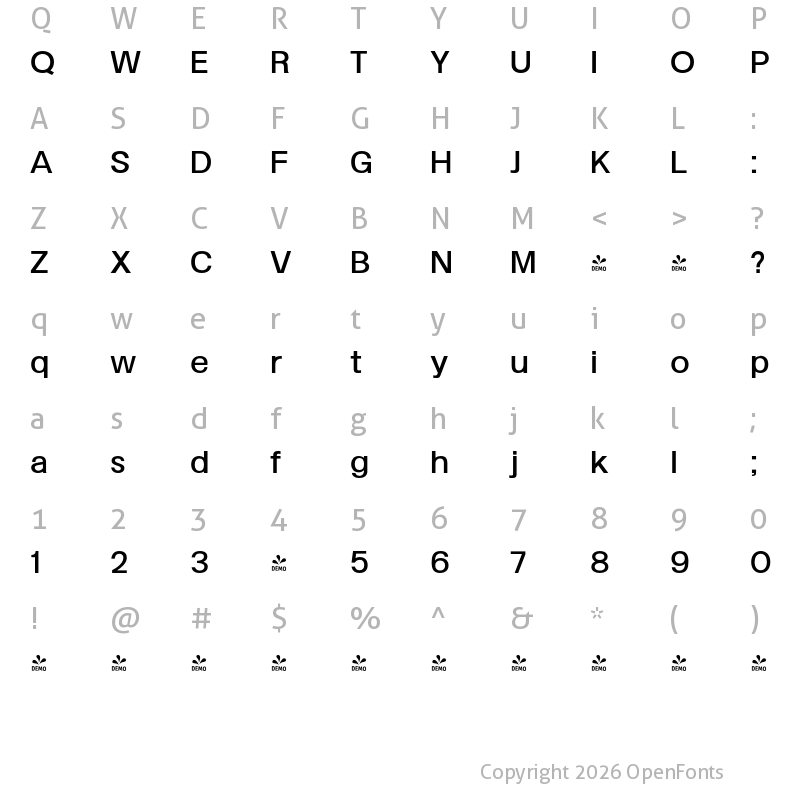 Character Map of FONTSPRING DEMO - Kropotkin Expa Regular Expa Regular