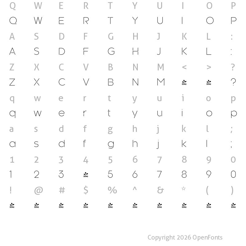 Character Map of FONTSPRING DEMO - Kroppen Round Light