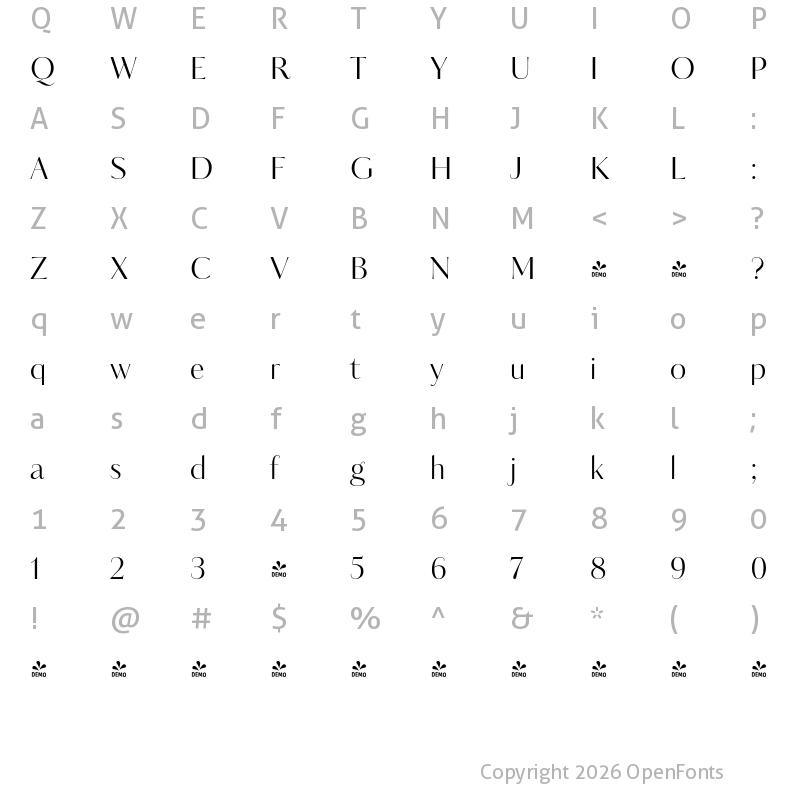 Character Map of FONTSPRING DEMO - Kudry Sans Headline Regular