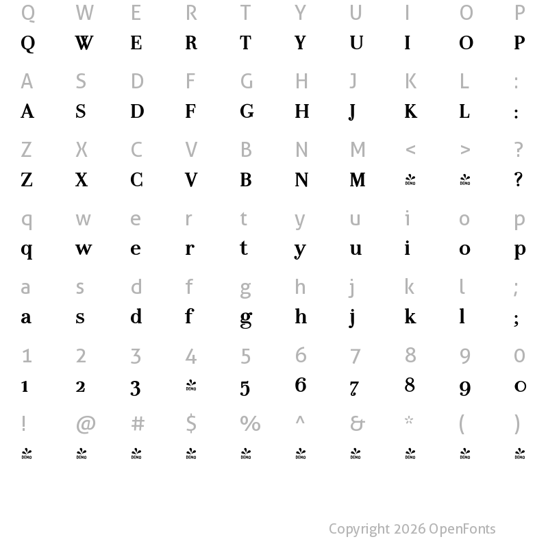 Character Map of FONTSPRING DEMO - LaBodoni Bold