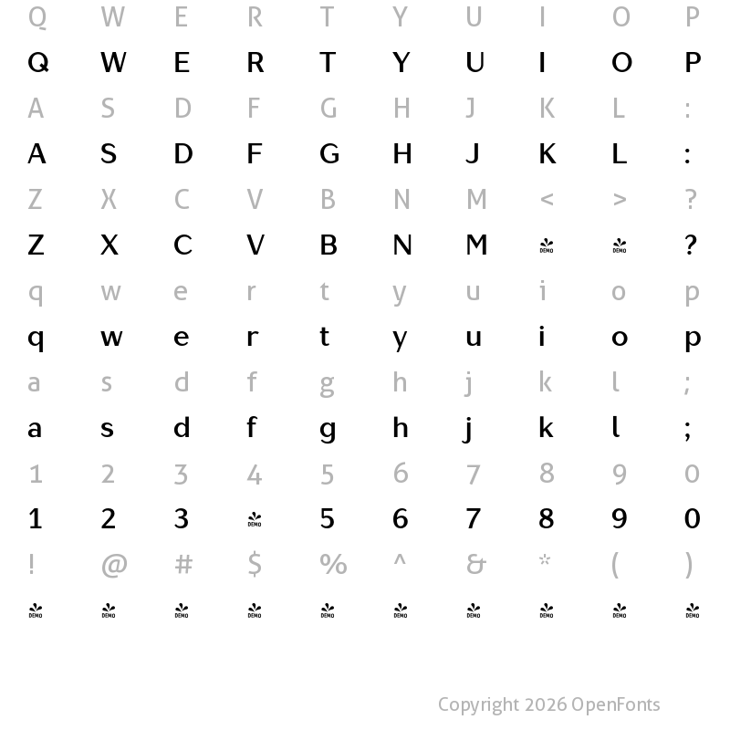 Character Map of FONTSPRING DEMO - Lagu Sans SemiBold Regular