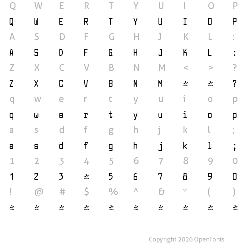 Character Map of FONTSPRING DEMO - Larabiefont Cd Bold