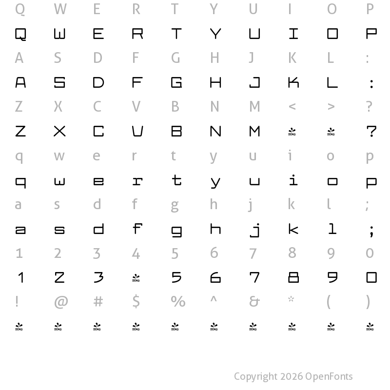 Character Map of FONTSPRING DEMO - Larabiefont Ex Bold