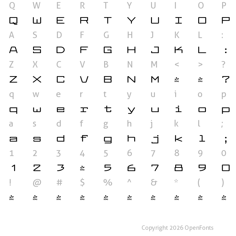 Character Map of FONTSPRING DEMO - Larabiefont Xt Bold