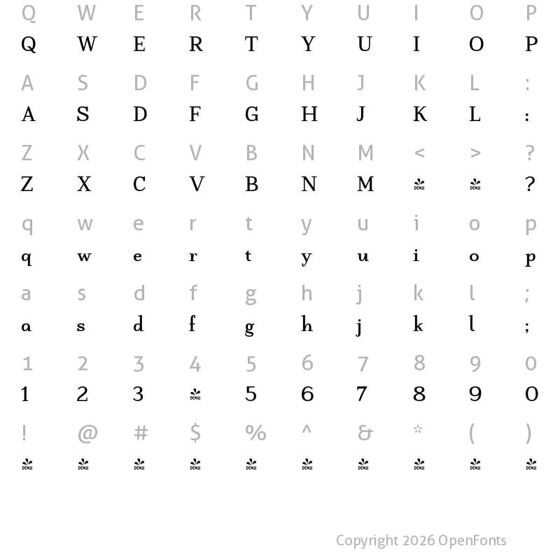 Character Map of FONTSPRING DEMO - Lasta Bold Regular