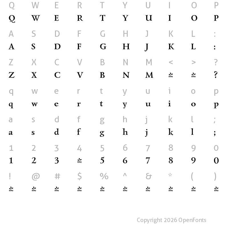 Character Map of FONTSPRING DEMO - Lazurski Bold