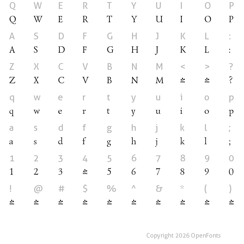 Character Map of FONTSPRING DEMO - Lazurski Regular