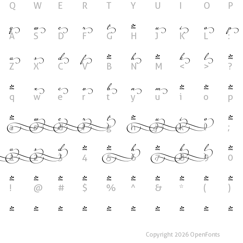 Character Map of FONTSPRING DEMO - Legendaria Ends 3 Regular