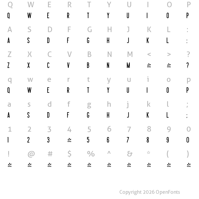 Character Map of FONTSPRING DEMO - Legion Regular Regular