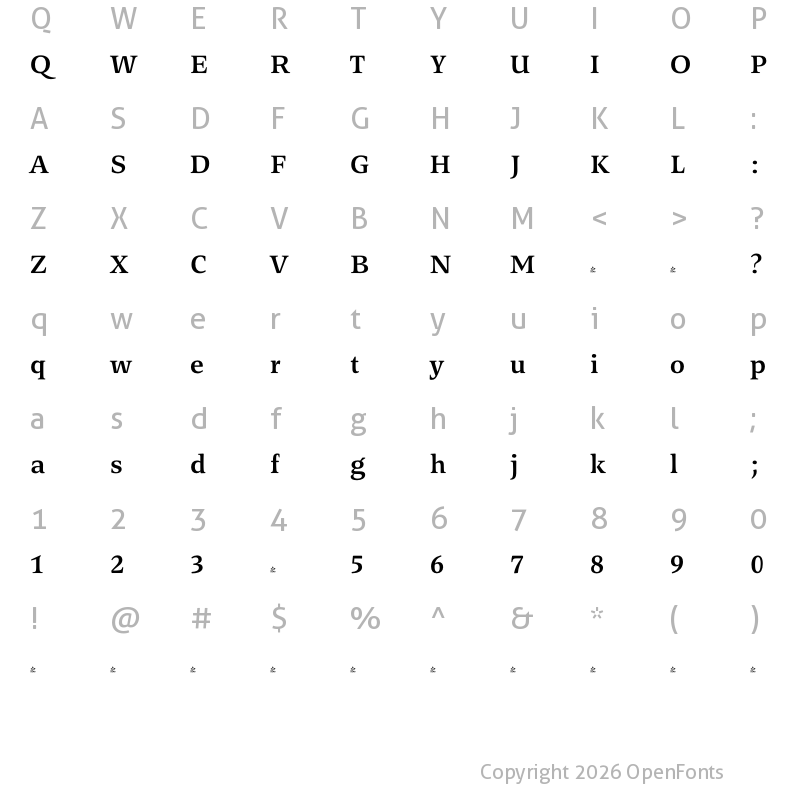 Character Map of FONTSPRING DEMO - Legit Serif Soft SemiBold Regular