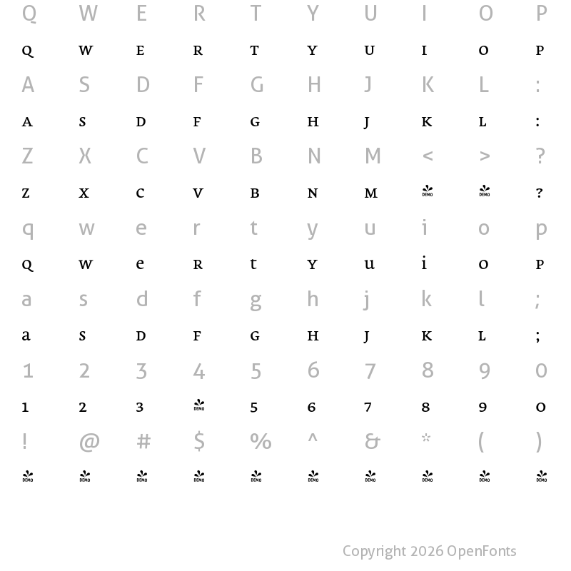 Character Map of FONTSPRING DEMO - Lemon Serif Ucs Regular