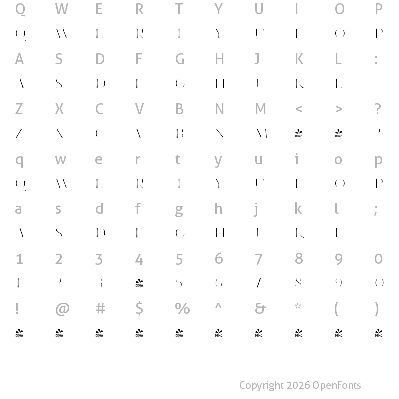 Character Map of FONTSPRING DEMO - LFSerif Fills Regular