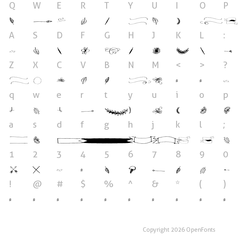 Character Map of FONTSPRING DEMO - Lidaxid Ornaments Regular