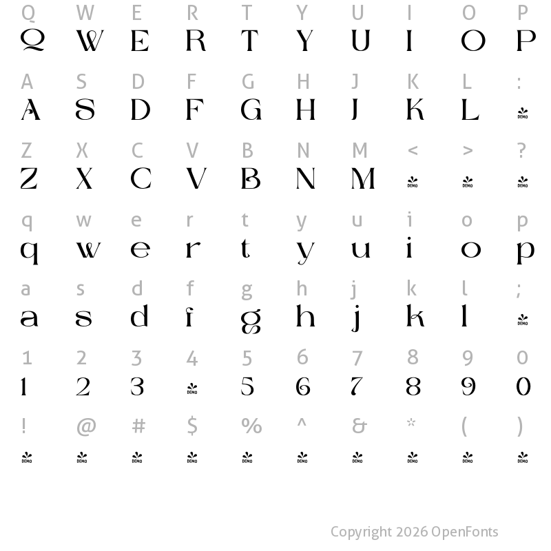 Character Map of FONTSPRING DEMO - Linak Regular