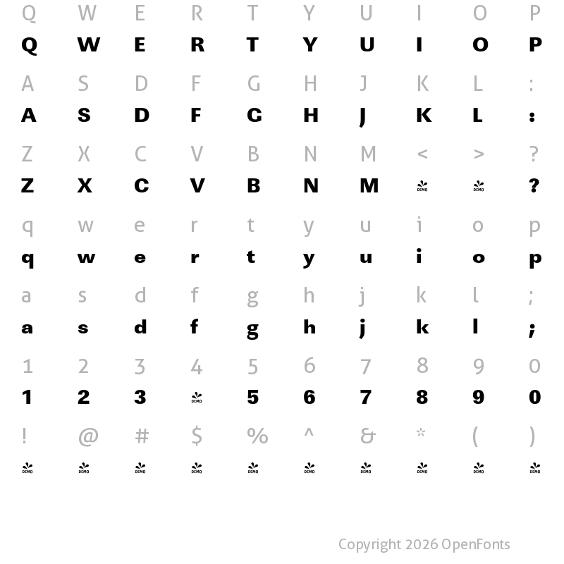 Character Map of FONTSPRING DEMO - Linear FS Med Bold