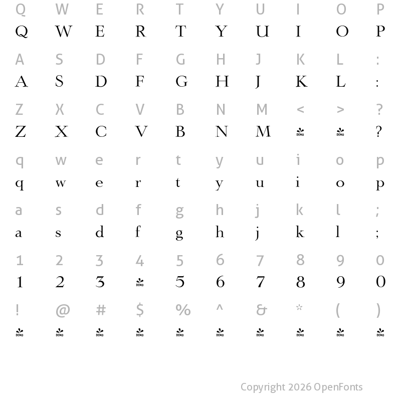 Character Map of FONTSPRING DEMO - Lingwood Serial Regular