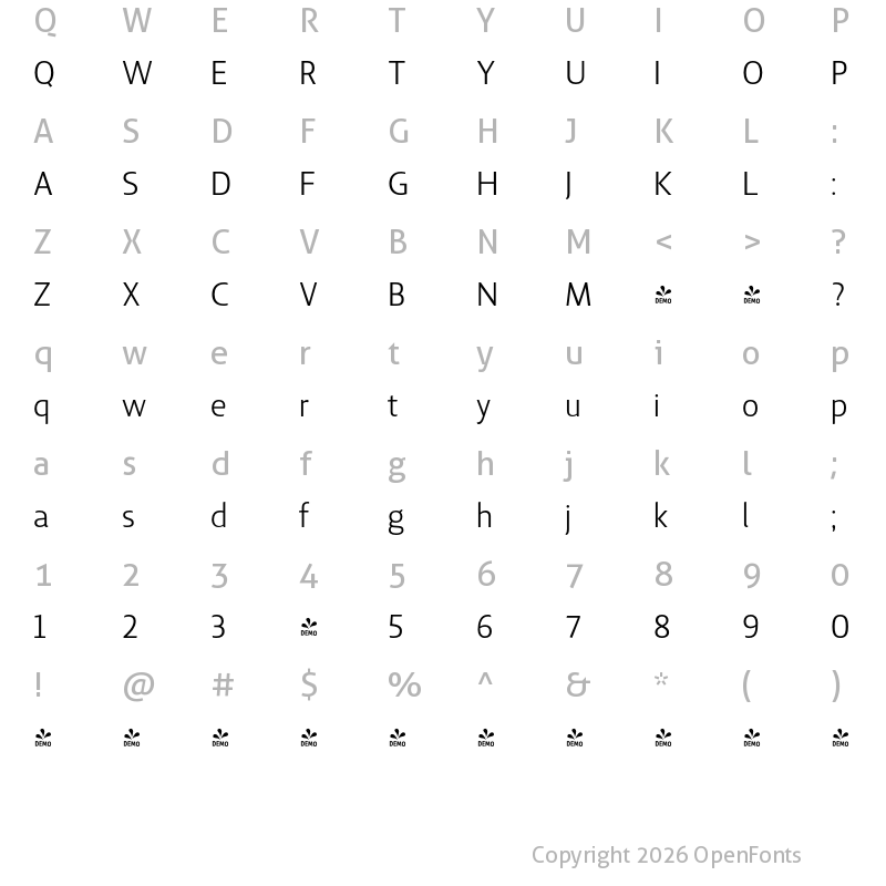 Character Map of FONTSPRING DEMO - Lisboa Sans Book Regular