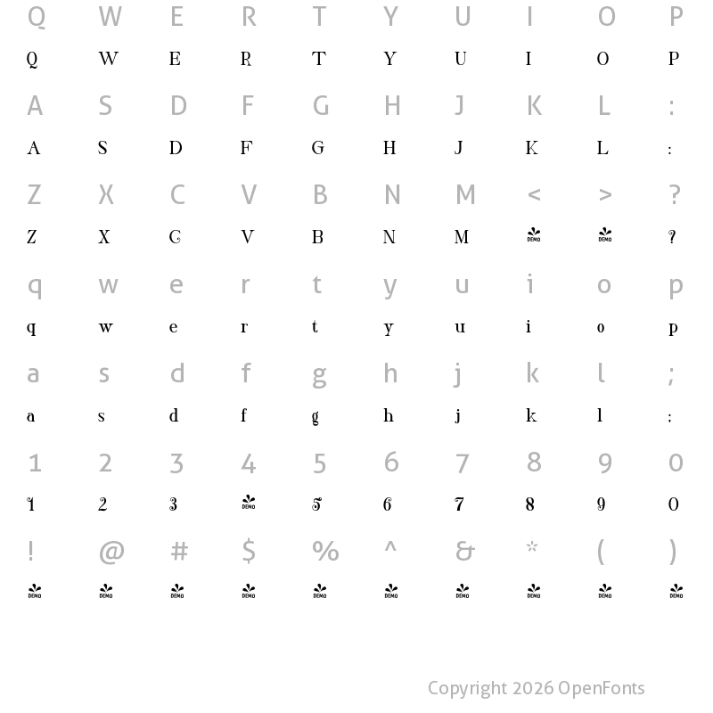 Character Map of FONTSPRING DEMO - Loadkew ExtraBold