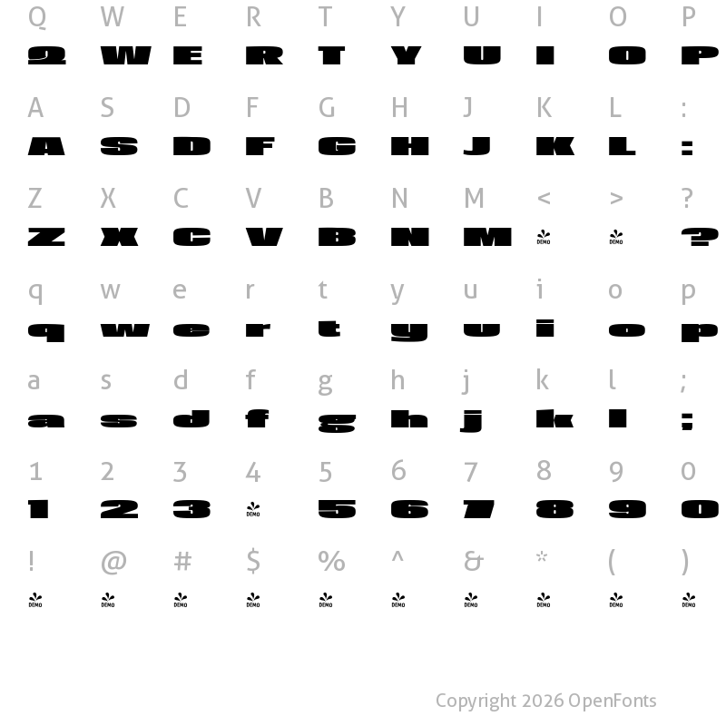 Character Map of FONTSPRING DEMO - Loft Std Mammoth Regular