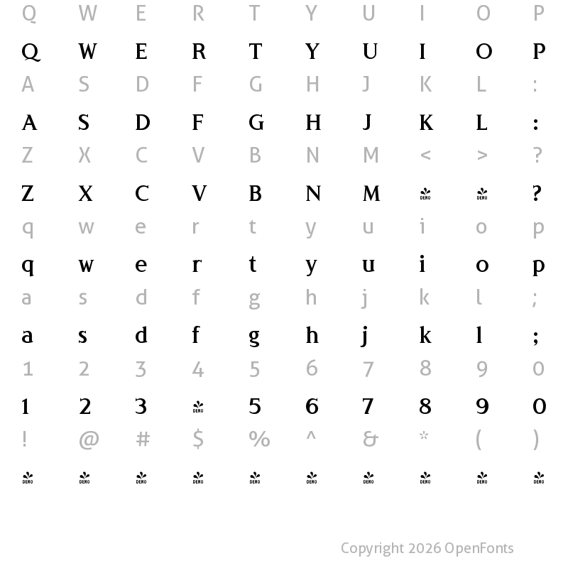 Character Map of FONTSPRING DEMO - Londinia Bold