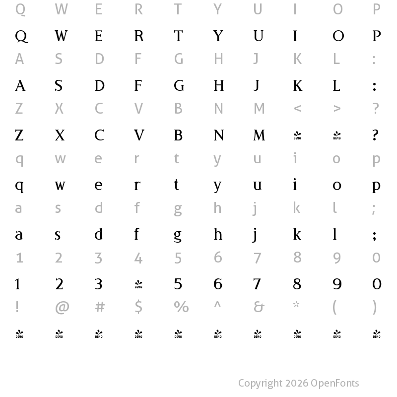 Character Map of FONTSPRING DEMO - Londinia Medium Regular