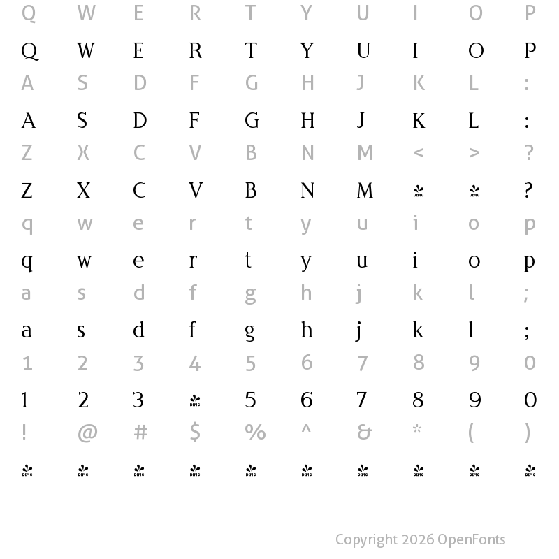 Character Map of FONTSPRING DEMO - Londinia Regular