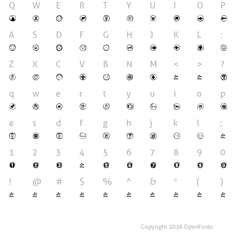 Character Map of FONTSPRING DEMO - Londrina Dingbats Regular
