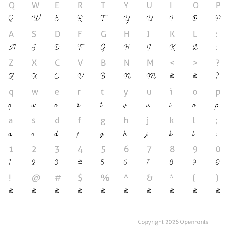 Character Map of FONTSPRING DEMO - LS Harsey Monoline Regular