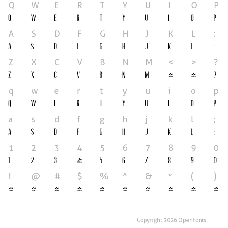 Character Map of FONTSPRING DEMO - LS Harsey Sans One Regular