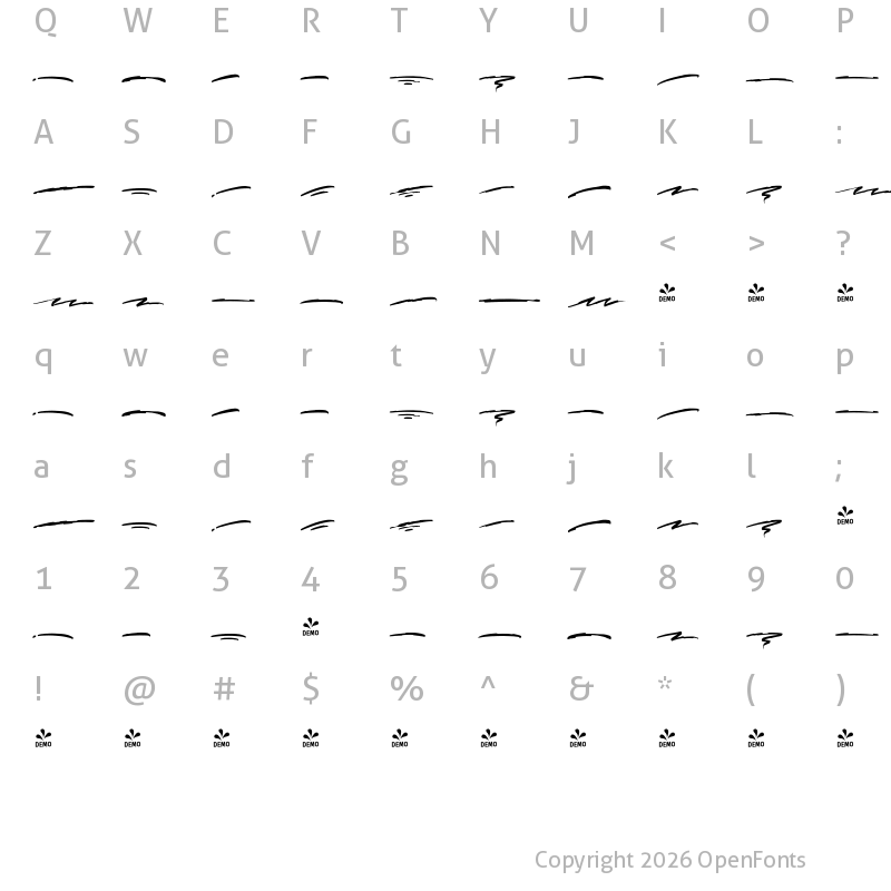 Character Map of FONTSPRING DEMO - LS Hymned Swash Regular