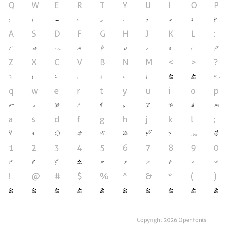 Character Map of FONTSPRING DEMO - LS Olive 07 Dingbats 07 Dingbats