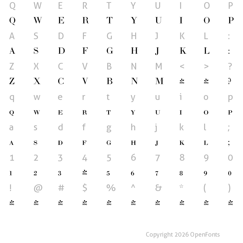 Character Map of FONTSPRING DEMO - LTC Bodoni 175 SmallCaps Regular