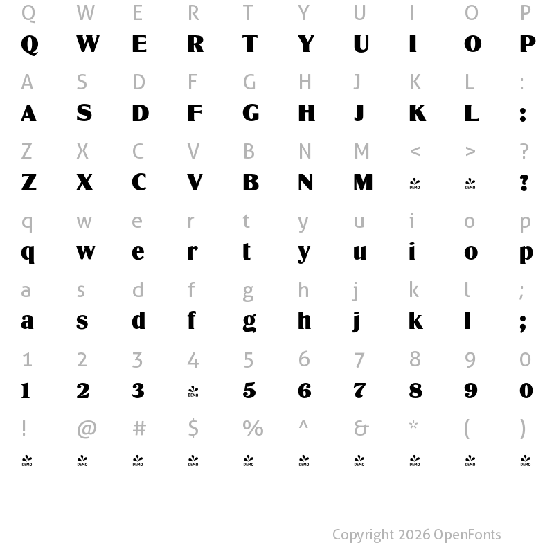 Character Map of FONTSPRING DEMO - LTC Globe Gothic Bold