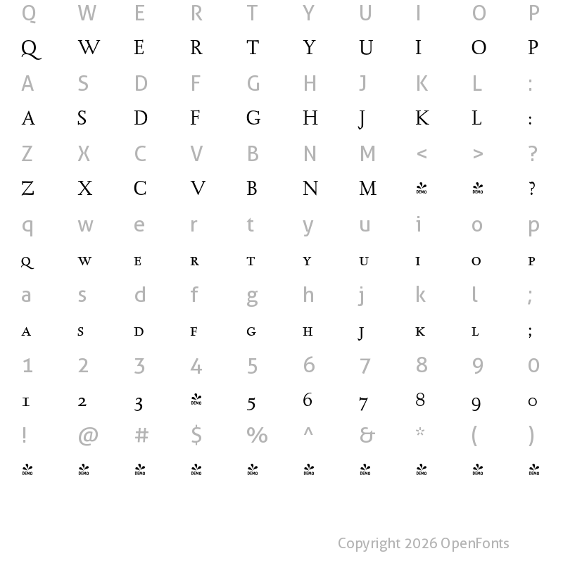 Character Map of FONTSPRING DEMO - LTC Kaatskill Small Caps Regular
