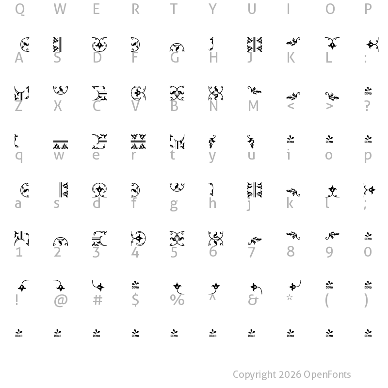 Character Map of FONTSPRING DEMO - LTC Metropolitan Ornaments