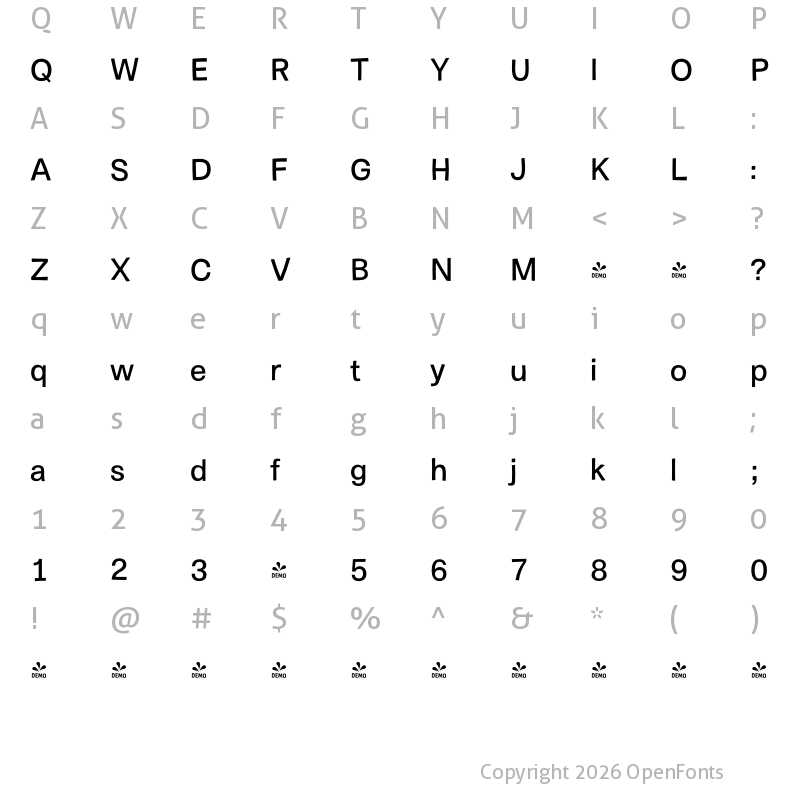 Character Map of FONTSPRING DEMO - Ludema Regular