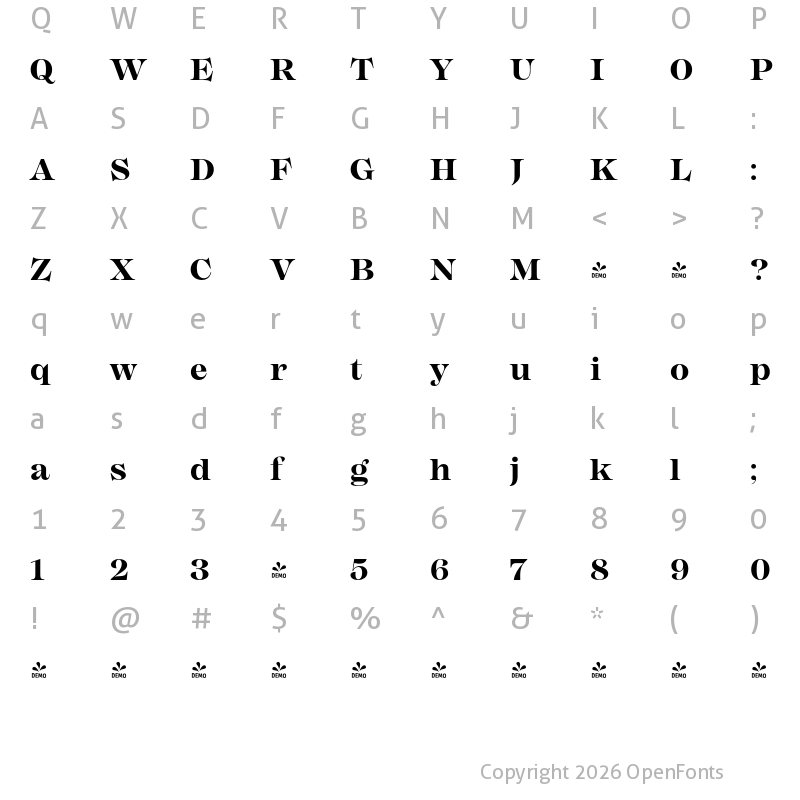 Character Map of FONTSPRING DEMO - Mackay Bold