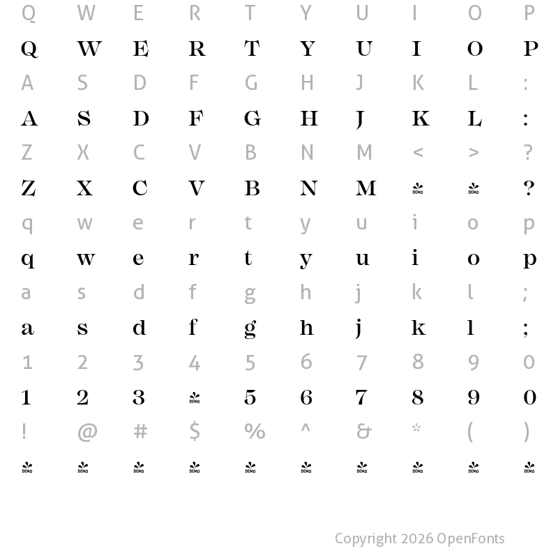 Character Map of FONTSPRING DEMO - Mackay Medium Regular