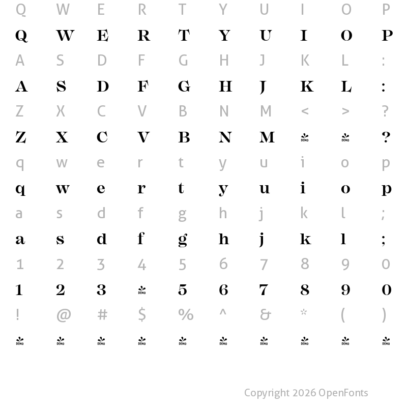 Character Map of FONTSPRING DEMO - Mackay SemiBold Regular