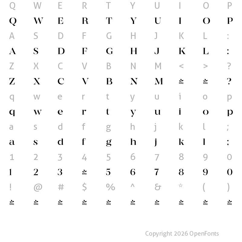 Character Map of FONTSPRING DEMO - MADE Coachella Light