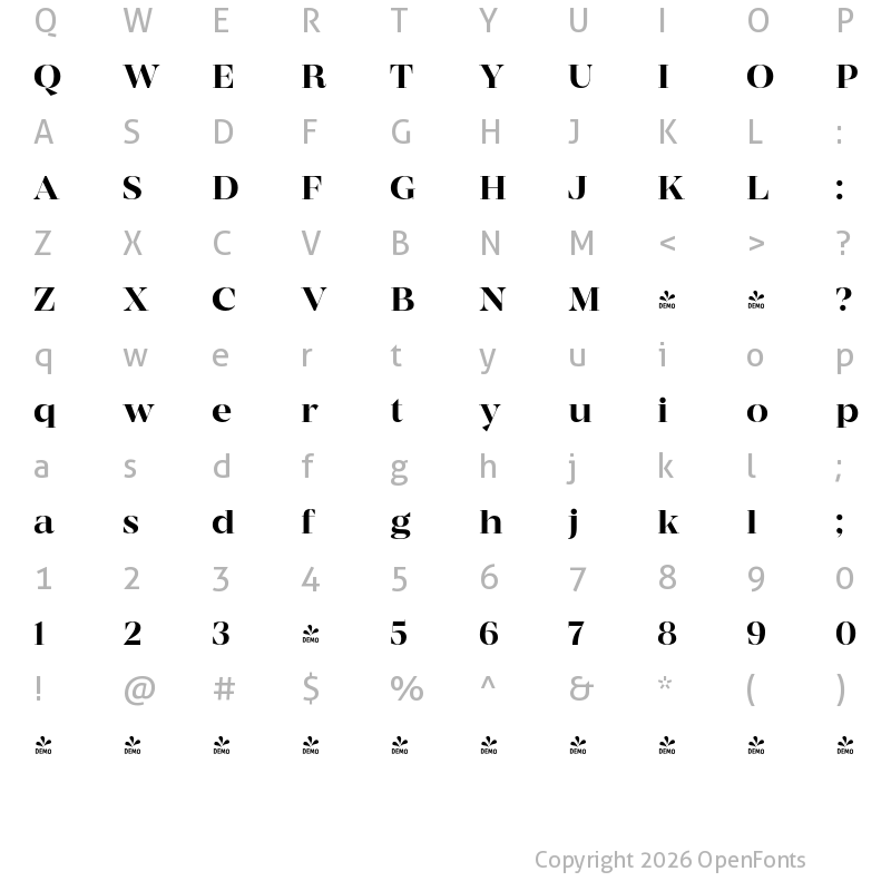 Character Map of FONTSPRING DEMO - MADE Coachella Regular