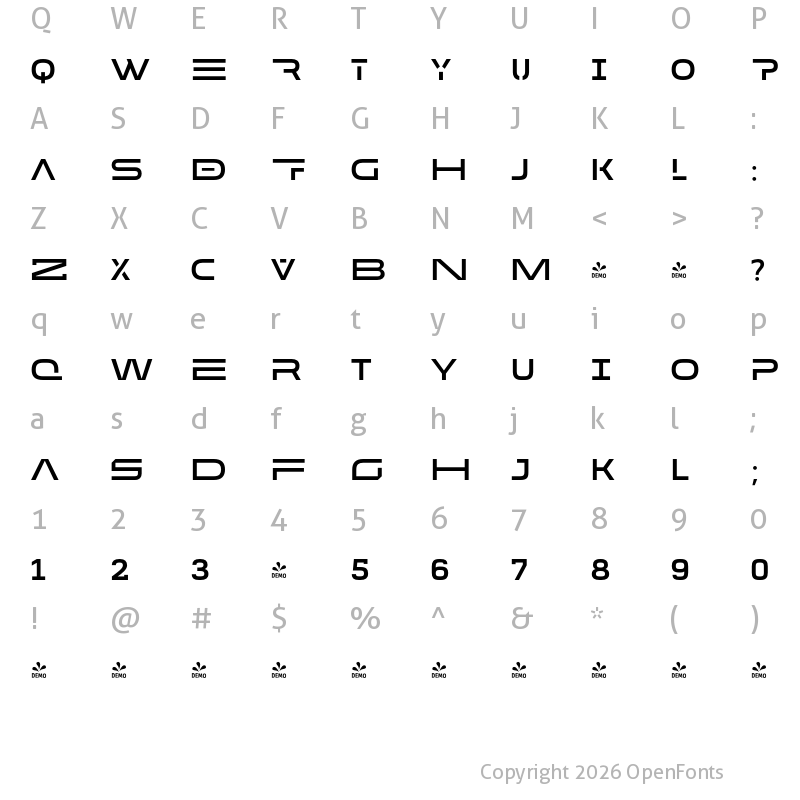 Character Map of FONTSPRING DEMO - MADE Future X HEADER Medium