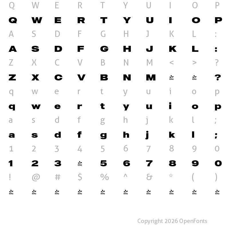 Character Map of FONTSPRING DEMO - MADE Outer Sans Black