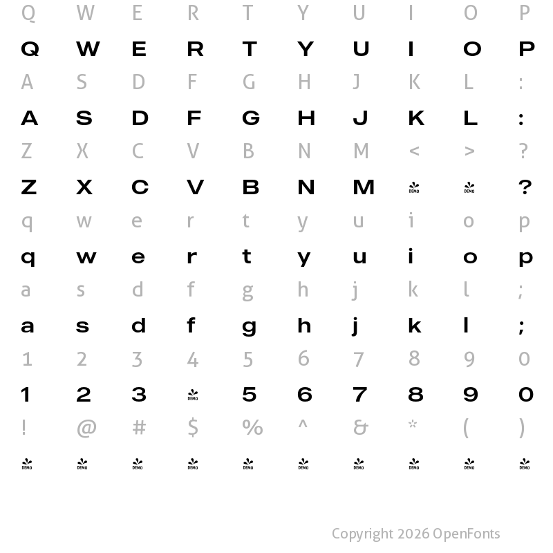 Character Map of FONTSPRING DEMO - MADE Outer Sans Regular