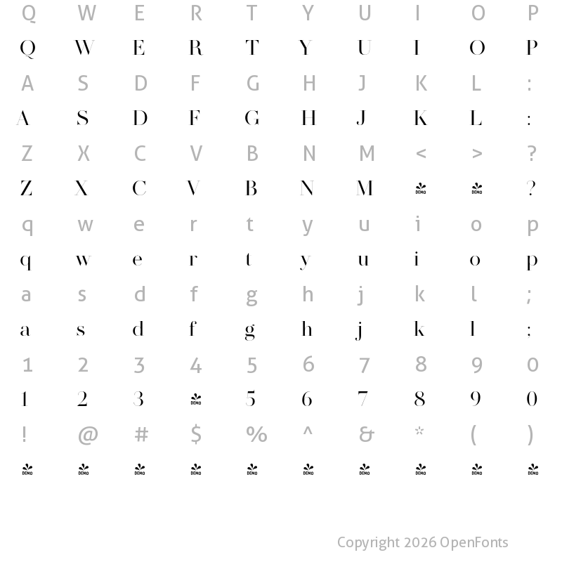 Character Map of FONTSPRING DEMO - MADE SAONARA 2 Regular