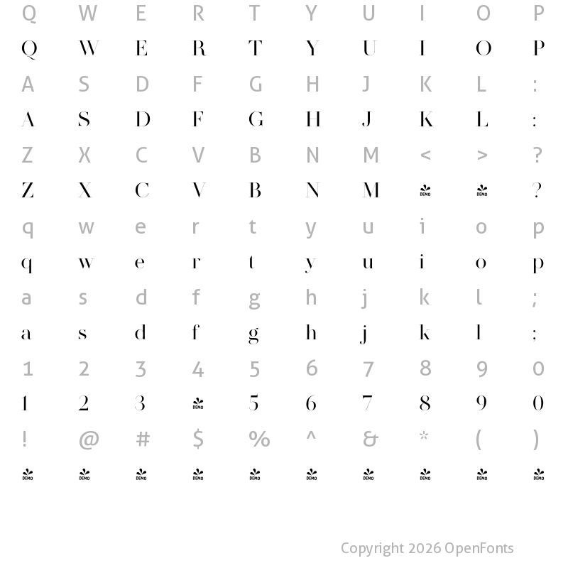 Character Map of FONTSPRING DEMO - MADE SAONARA Regular