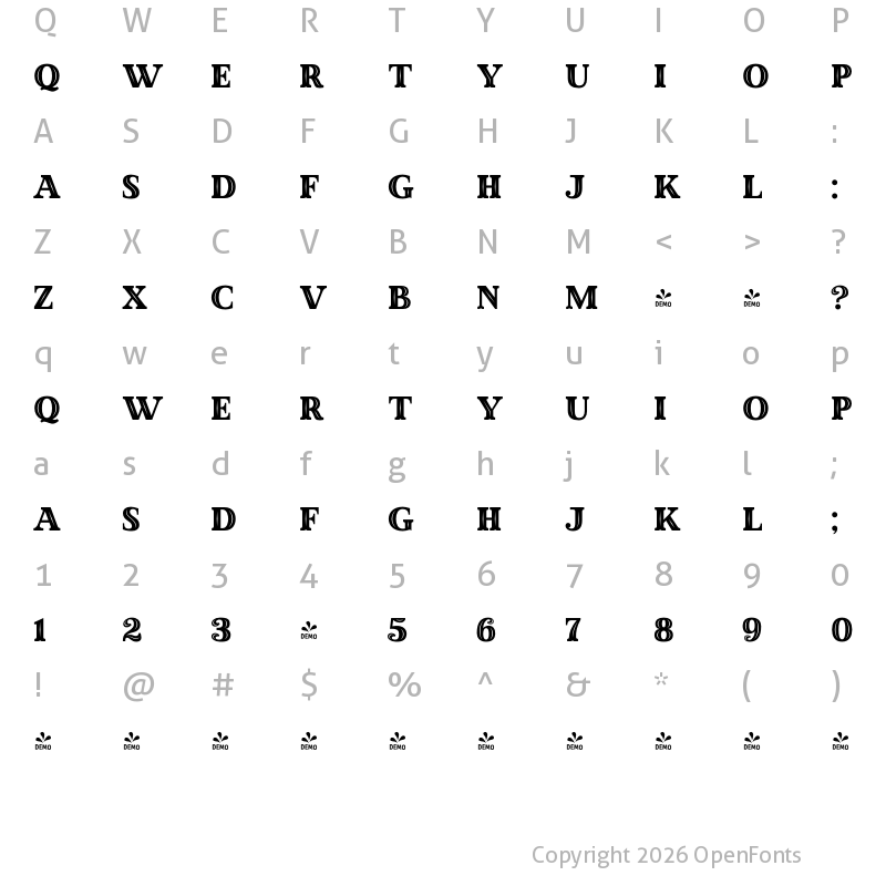 Character Map of FONTSPRING DEMO - Made Winter Inline Regular