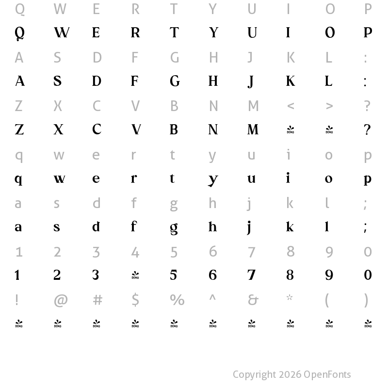 Character Map of FONTSPRING DEMO - Madeline Forhes Regular